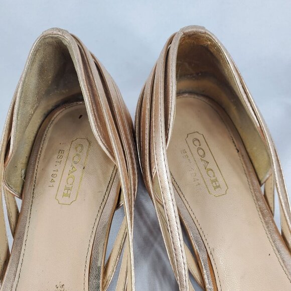 Coach Women's Lottie Rose Gold Metallic Woven Shoes Flats Slip On size 8 - Picture 6 of 10